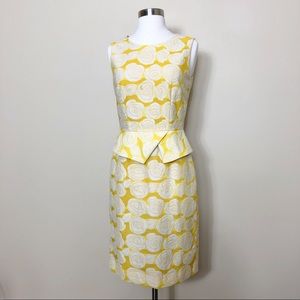 ANTONIO MELANI Yellow Rose Peplum Cocktail Dress
